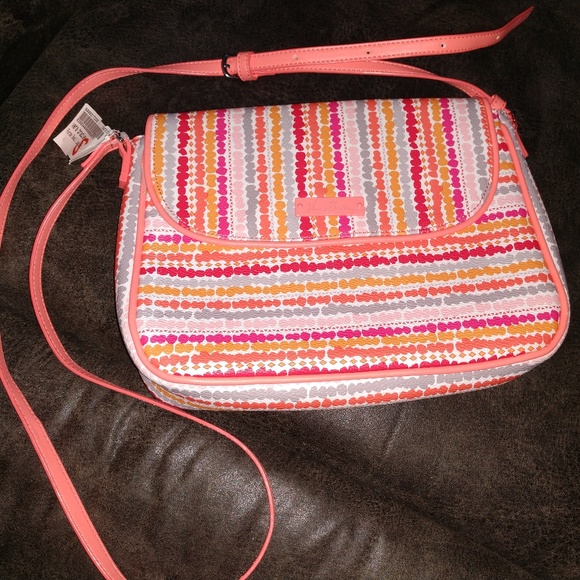 Vera Bradley Handbags - VERA BRADLEY - CONFETTI STRIPE - LEATHER CROSSBODY